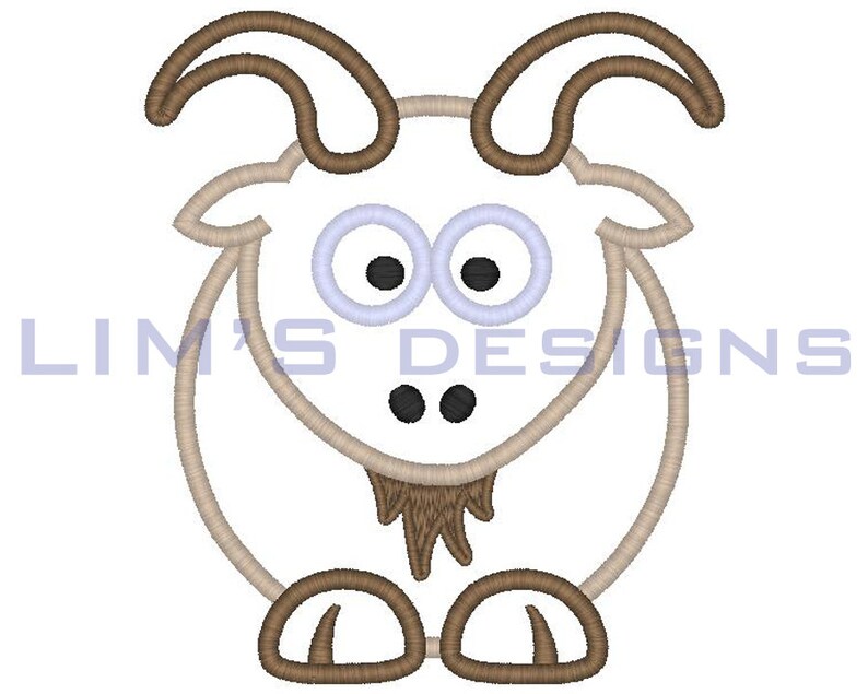 Cute Goat Applique Machine Embroidery Design 3 Sizes Etsy