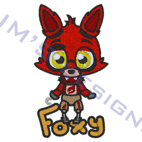 Nightmare Foxy - machine embroidery design, size 4x4 inch