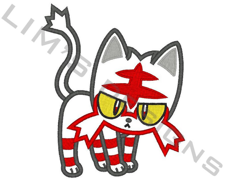 Litten Pokemon Applique Machine Embroidery Design 3 Sizes Etsy