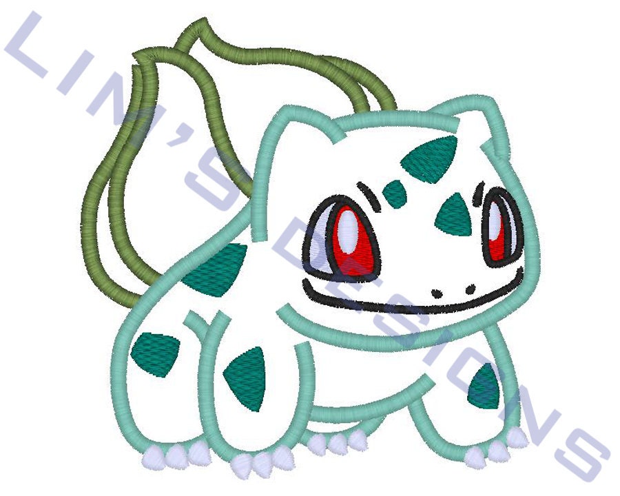 Bulbasaur Pokemon Applique Machine Embroidery Design 3 Sizes Etsy
