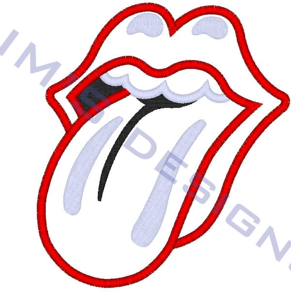 Lips and tongue applique machine embroidery design- 3 sizes 4x4", 5x7", 6x10"