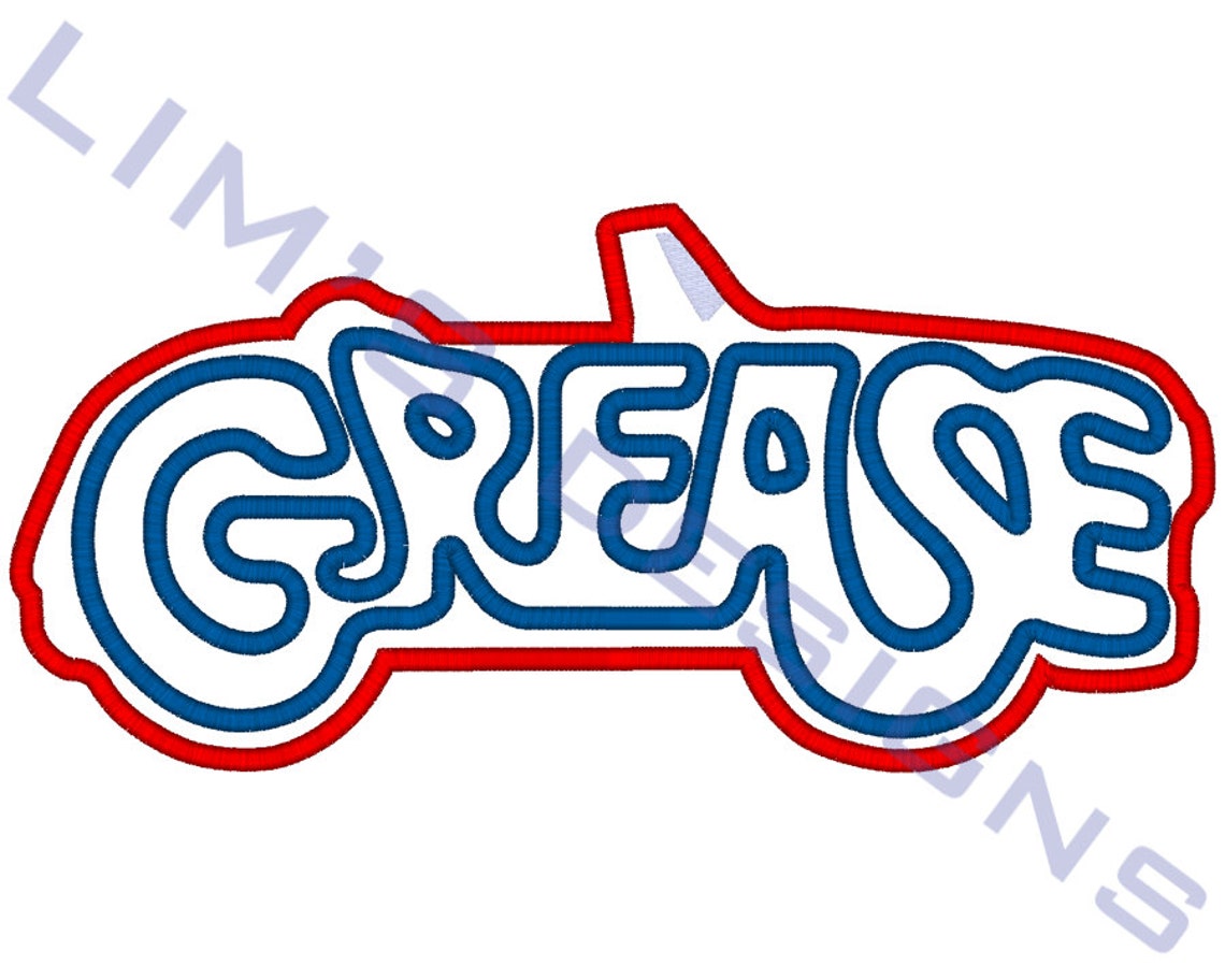 Grease new logo applique machine embroidery design 3 sizes  etsy Grease new logo applique machine embroidery design 3 sizes  etsy