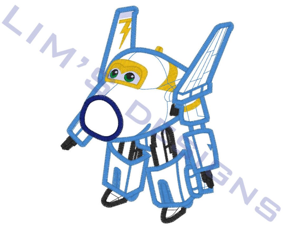 Super Wings Jerome Applique Machine Embroidery Design 3 Sizes 4x4, 5x7 ...