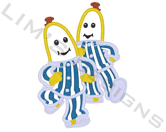 Bananas in pyjamas applique machine embroidery design 3 sizes 4x4