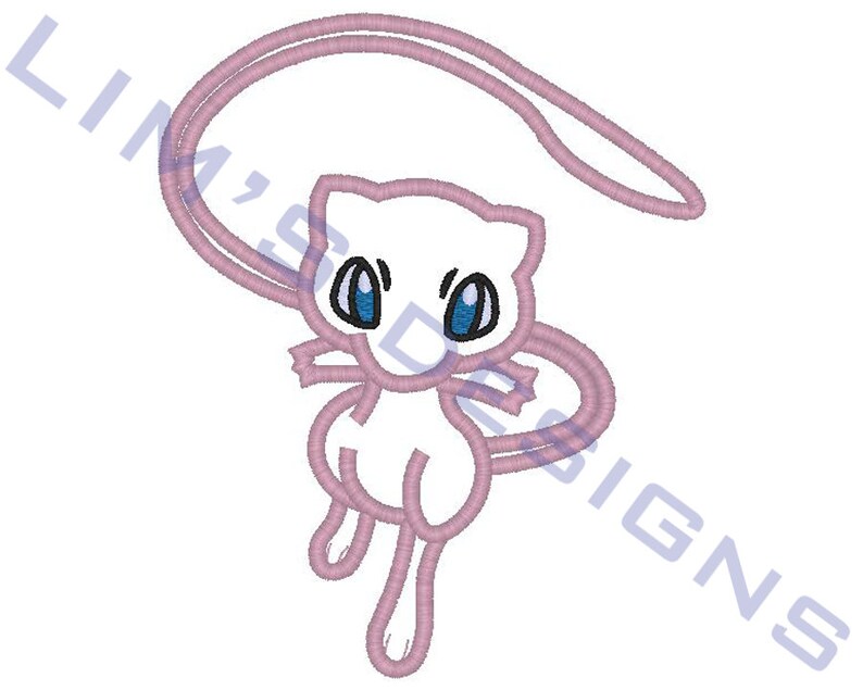 Mew Pokemon Applique Machine Embroidery Design 3 Sizes Etsy