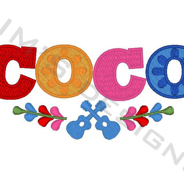 Coco -  machine embroidery design- 3 sizes 4x4", 5x7", 6x10"