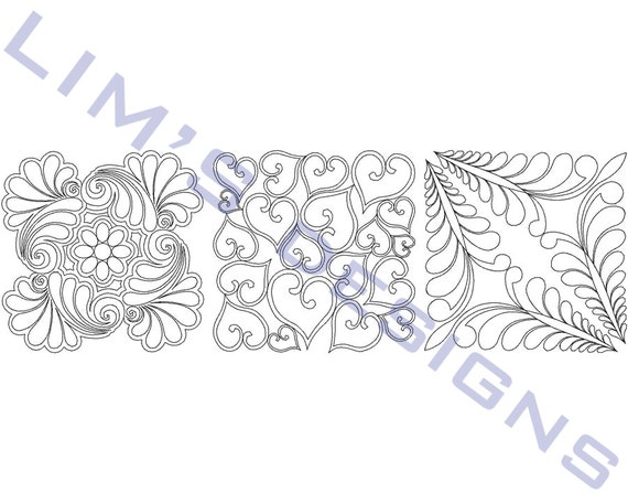 Quilt block machine embroidery design Three sizes