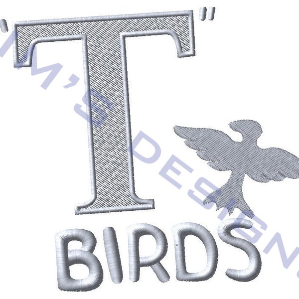 T Birds logo machine embroidery design- 4 sizes 4x4", 5x7", 6x10", 8x12"