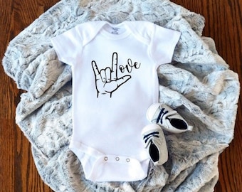 I Love You Hand Sign / Valentine Baby Bodysuit / ASL / I Love You ASL Bodysuit / Sign Language - I Love You / Hand Love Bodysuit