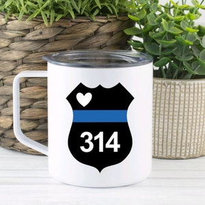 Police Badge Number Decal / Car Window Decal / Love My Police Officer / Thin Blue Line Police Badge / Vinyl Decal / Mug Decal / Laptop Decal