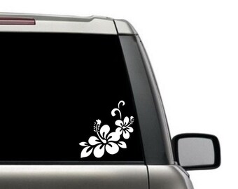 Hibiscus Flower Vinyl Decal / Hibiscus Corner Flower Decal / Car Window Decal / Phone Decal / Tumbler Decal / Laptop Decal