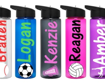 Sports Water Bottle / 24oz. Water Bottle / Water Bottle with Straw / Personalized