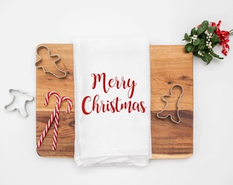 Merry Christmas Towel / Flour Sack Kitchen Towel / Funny Kitchen Towel / Kitchen Towel Decor