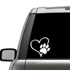Heart Paw Print Decal / Car Window Decal / Paw Print Decal / Vinyl Decal / Tumbler Decal / Laptop Decal