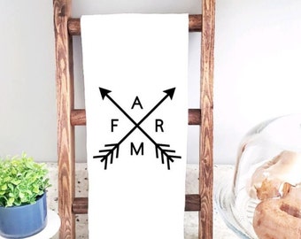 FARM Tea Towel / Farmhouse Tea Towel / Flour Sack Kitchen Towel / Funny Kitchen Towel / Kitchen Towel Decor / Housewarming Gift