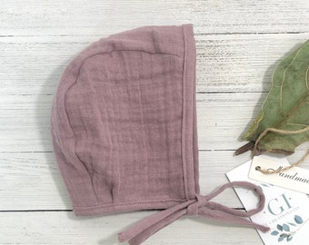Vintage-Inspired Muslin Baby Bonnet