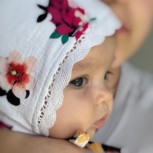 Lace Baby Bonnet/ light baby bonnet for girl / gauze baby bonnet/ floral bonnet, sun bonnet/ cotton bonnet for girl
