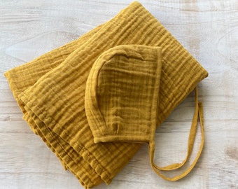 Muslin Baby Bonnet/ handmade