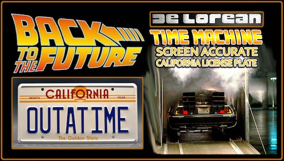 OUTATIME LICENSE PLATE with  **KEY CHAIN** Delorean Back to the Future 