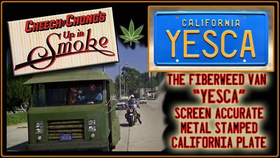 MUF DVR Metal Stamped Vanity Prop License Plate Combo YESCA Cheech /& Chong/’s Up in Smoke