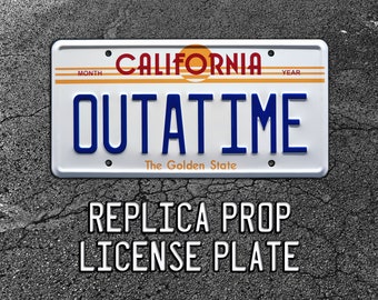 Back to the Future | DeLorean | OUTATIME | Metal Stamped Replica Prop License Plate