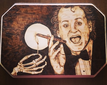 Bill Murray from Scrooged Woodburned (pyrography) art
