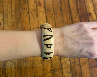 Custom Wood burned art bangle bracelet