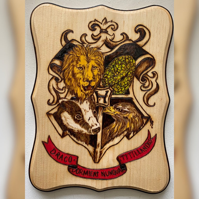 Hogwarts creat wood burned art