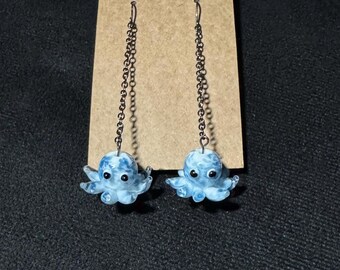Hand made glass octopus earrings.