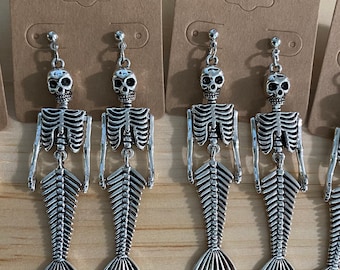 Merperson and scissors Metal dangle earrings