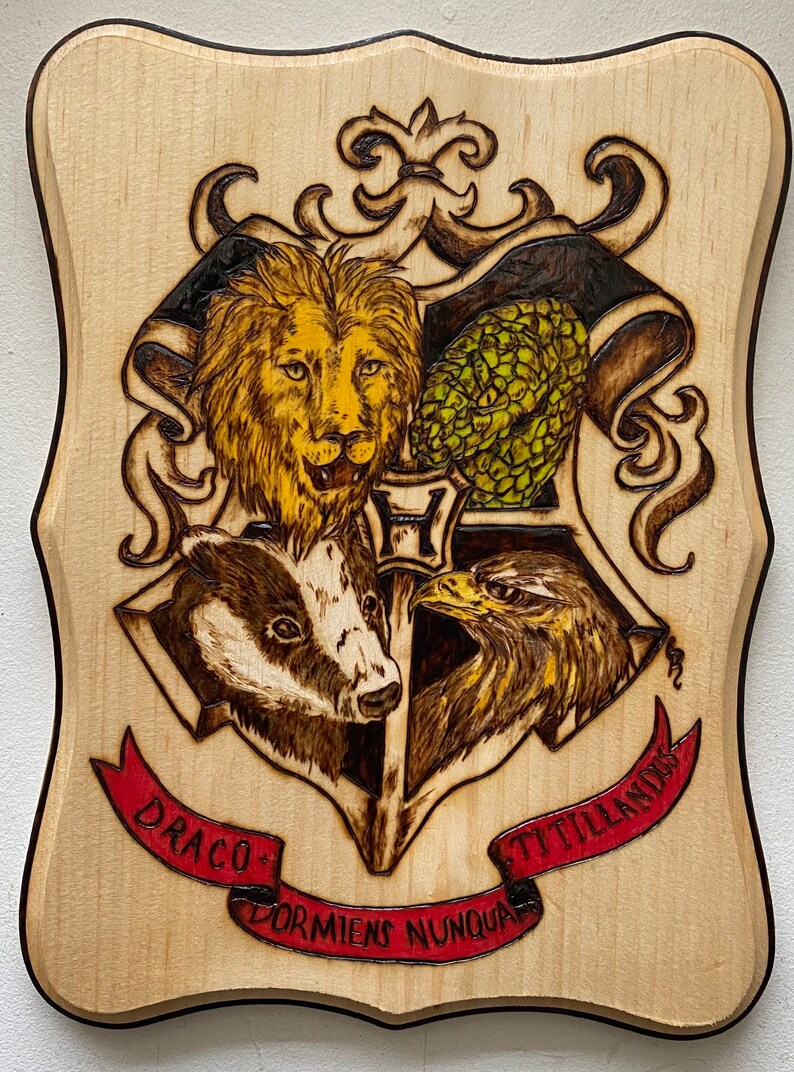 Hogwarts creat wood burned art