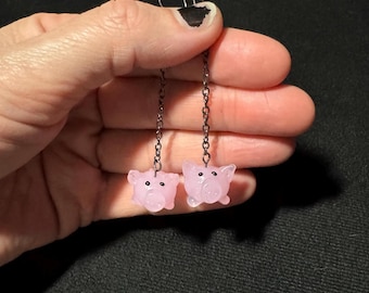 Handmade glass pig earrings