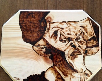 The darkness from 1985 movie Legend handmade wood burned portrait