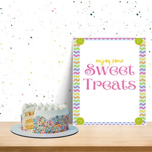 Template For Paper Ric Rac Ric Rac Birthday Party Sign Table Sign Package Bundle | Pastel Cute Zig ...