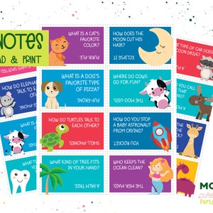 May include: 40 printable cards with animal illustrations and silly questions. Each card has a different animal and a question about the animal. The questions are written in a playful, child-friendly style. The cards are perfect for a game of trivia or for a fun activity for kids.
