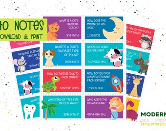 40 Printable Assorted Lunch Box Notes for Kids | Printable Digital Download | Lunch Box Motivational Jokes
