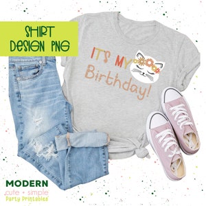 Hippie Cat Birthday Shirt PNG | Purr-fect Pawty Birthday | PNG Printable | Sublimation Graphics | Instant Download | Digital File