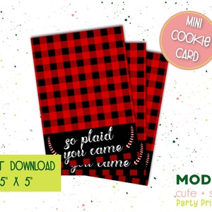 So Plaid You Came Buffalo Plaid - 3.5" x 5" ミニクッキーカード - ブラック、レッド Thank you - 冬秋クッキータグ - クッキー