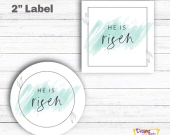He is Risen Easter Tag Label Sticker Cupcake Topper | 2 pack | Print at Home