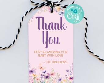 Butterfly Kisses Baby Shower Games Printable | Garden Floral Party | Editable Customizable Template 2" x 3.5" | Corjl Digital Download