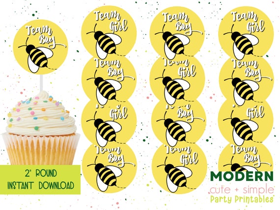 What Will It Bee Printable Gender Reveal Cupcake Toppers