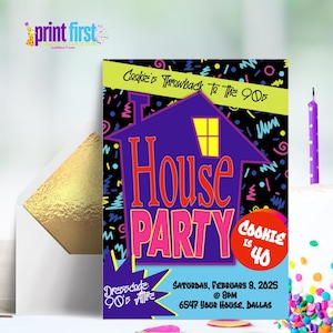 House Party Invitation | Throwback 90s Party Invite | Editable Customizable Template 5x7 | Corjl Digital Download