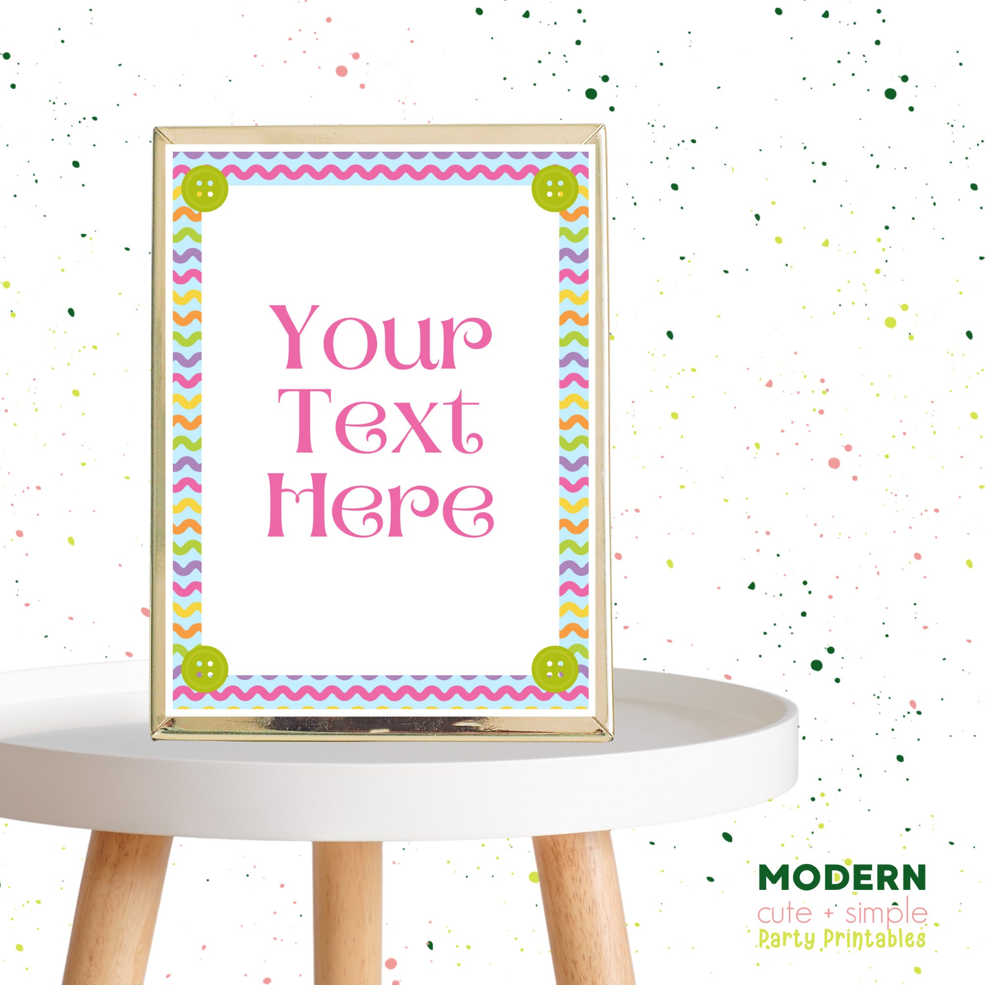Template For Paper Ric Rac Ric Rac Birthday Party Sign Table Sign Package Bundle | Pastel Cute Zig ...