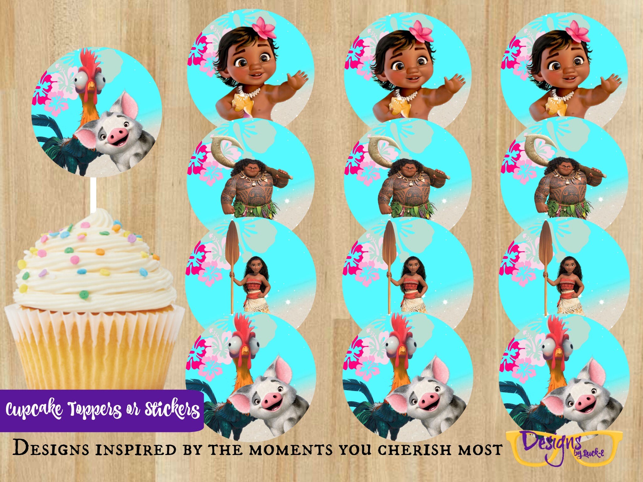 moana baby maui hook printable sticker cupcake toppers etsy