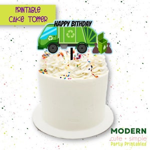 Trash Truck Cake Topper or Centerpiece | Garbage Recycle Birthday Decoration | Party Decor | Dump Everything | Instant Download
