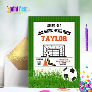 Classic Soccer Party Invitation | Unisex Soccer Party Invite | Editable Customizable Template 5x7 | Canva Digital Download