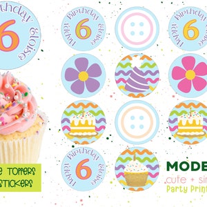 Ric Rac Party Cupcake Toppers Printable | Pastel Cute Zig Zag ...