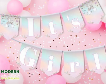 Unicorn Baby Shower Banner | Pastel Unicorn Cute Banner | Digital Party Banner | Garland for Party | Instant Printable Digital Download