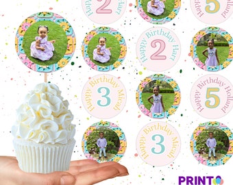 Granny Squares Quilt Party Cupcake Topper Printable Template | Editable Customizable Template 2" Round | Canva Digital Download