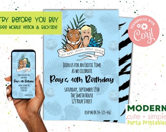 Tiger King Inspired Sexy Carole Baskin Celebration Party Invitations  - 5 x 7 Birthday Invitation - Digital Download